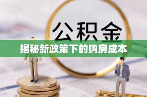 全流程揭秘新政策下的购房成本